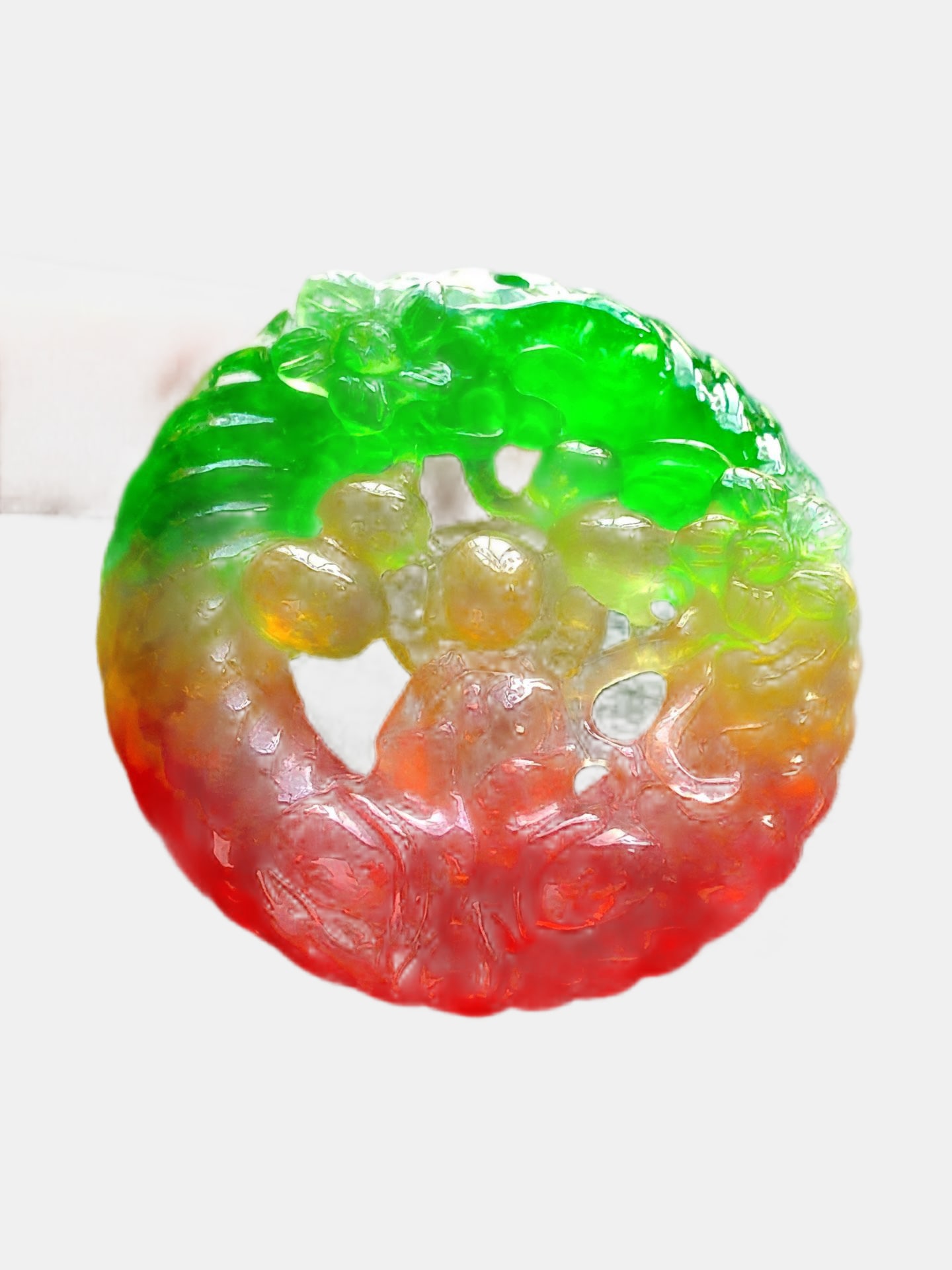 High-quality, multicolored jadeite double-sided openwork round pendant (1 of 9)