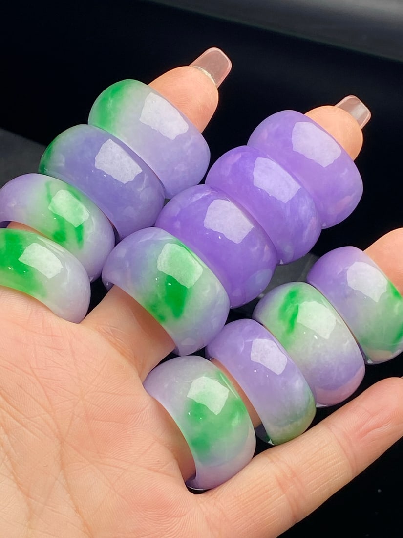 Jade Spring Color Ring: Jadeite ring with vibrant spring colors, the material is delicate and the color is intense. Provenance:from the collection of George Stopher, Kent, purchased from P&M Waldo Antiques, London. Our