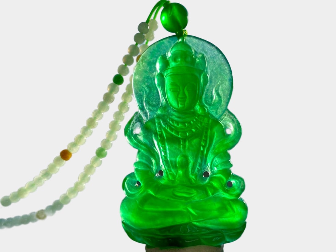 High-Ice Imperial Green Dragon Stone Jadeite Pendant (1 of 7)