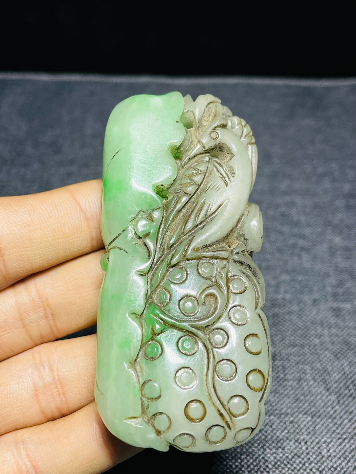 Old Collection Natural Jadeite Carved Hand-held Piece (1 of 7)