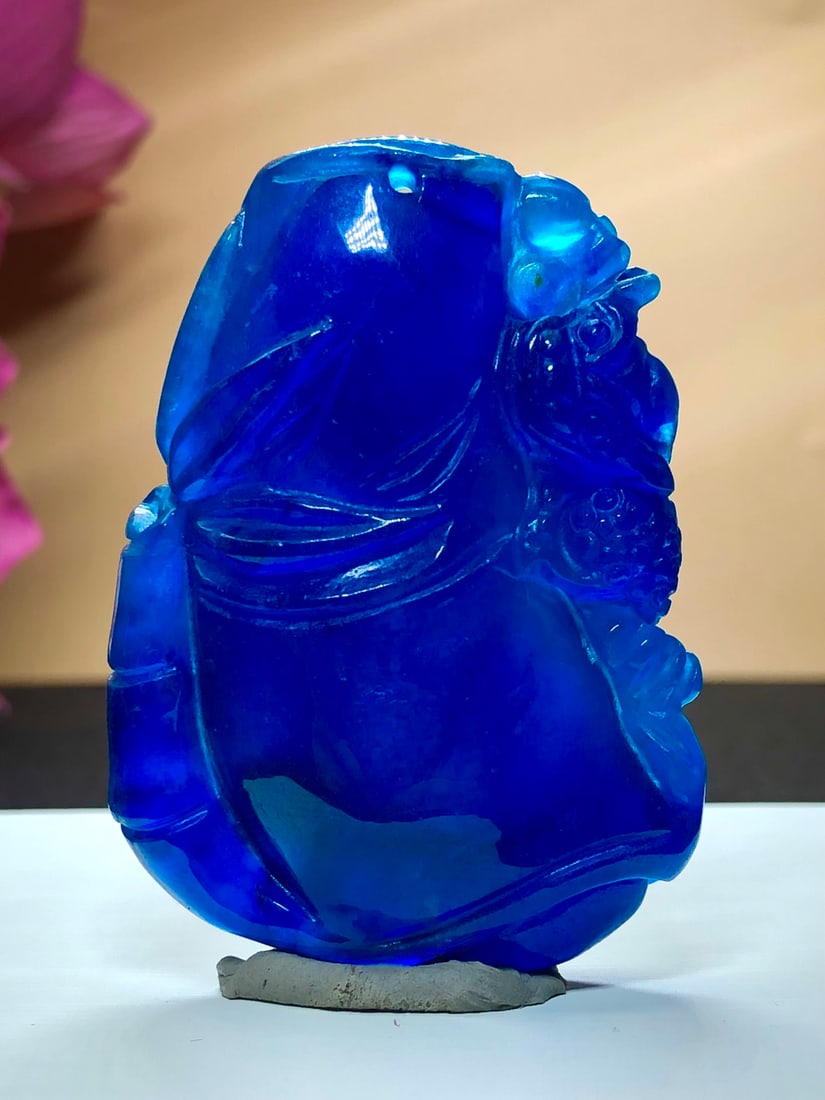 High-ice ocean blue jade bamboo-shaped pendant for rising step by step (1 of 8)