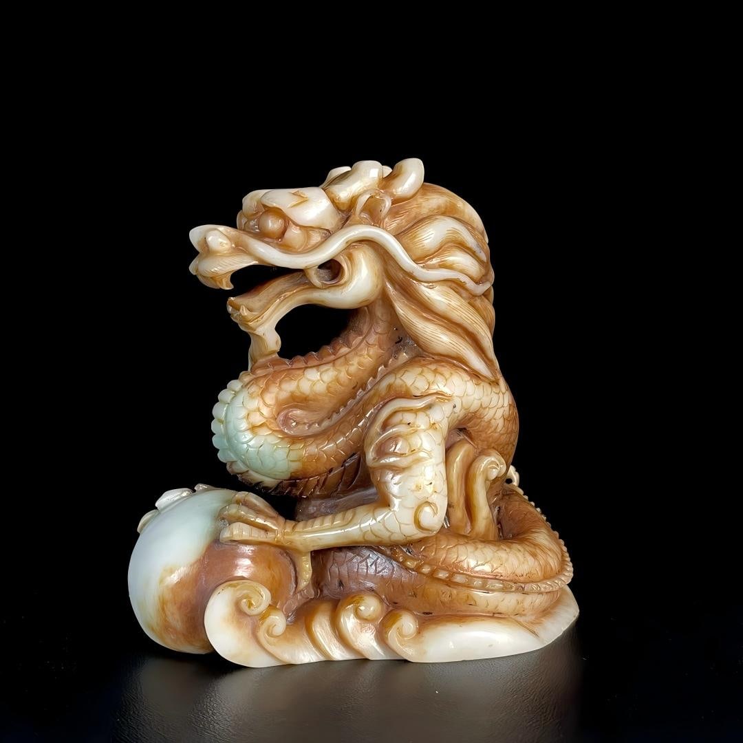 Hetian Jade Dragon Playing with a Pearl (1 of 8)