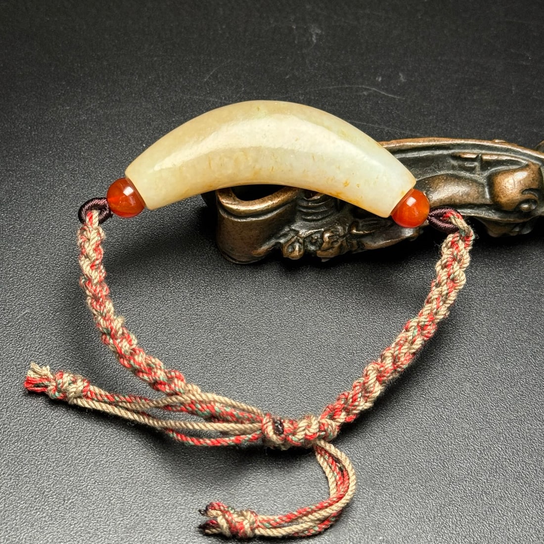 Hetian jade curved tube bracelet (1 of 9)