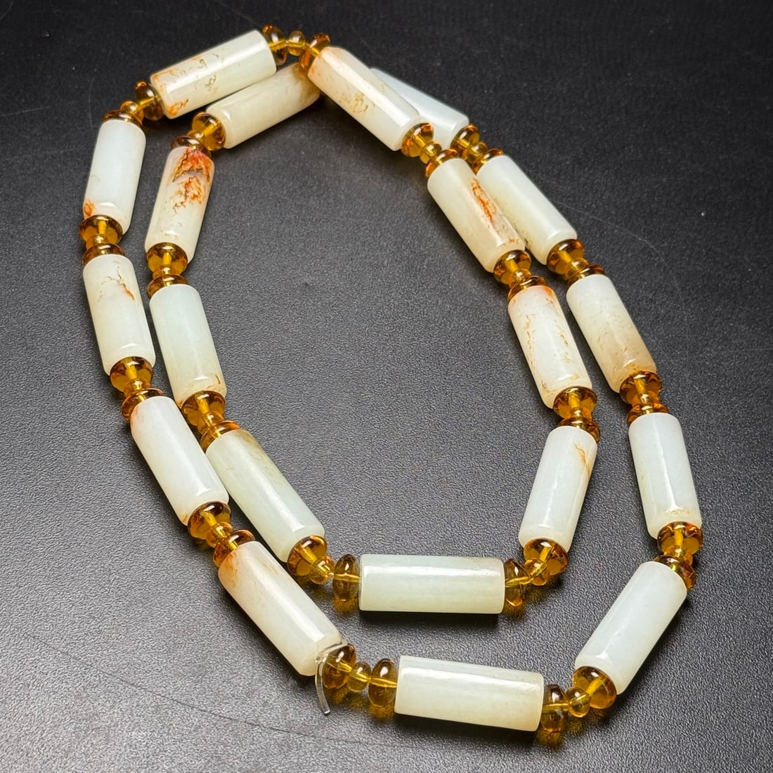 Hetian jade tube bead necklace (1 of 9)