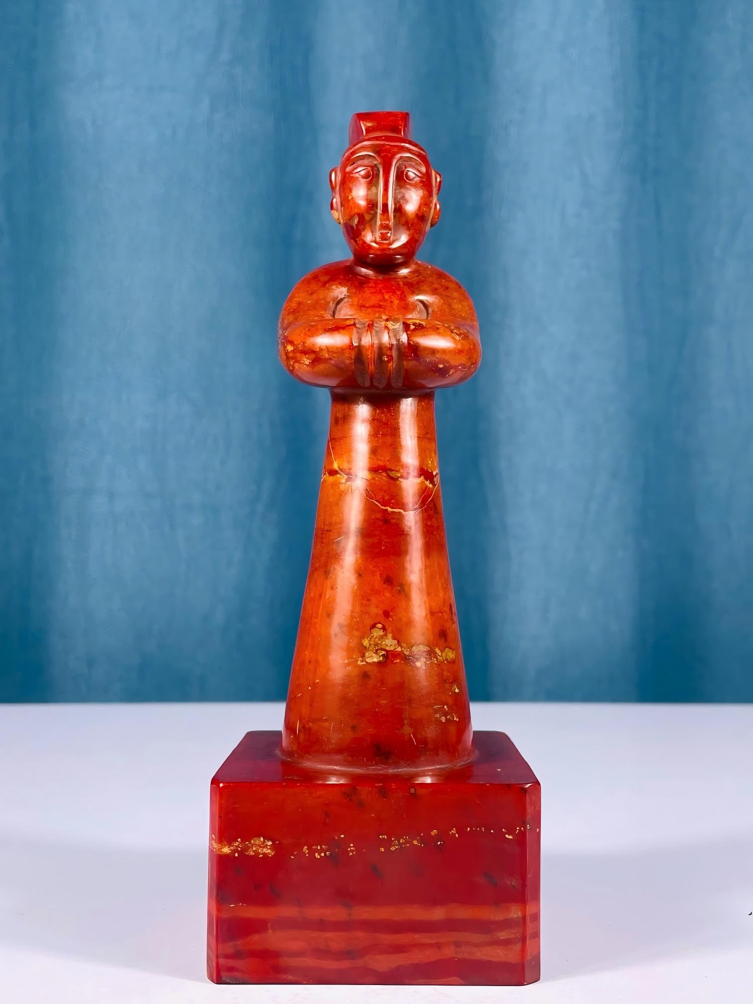 Ancient jade seal bearing the portrait of the poet Du Fu. (1 of 9)