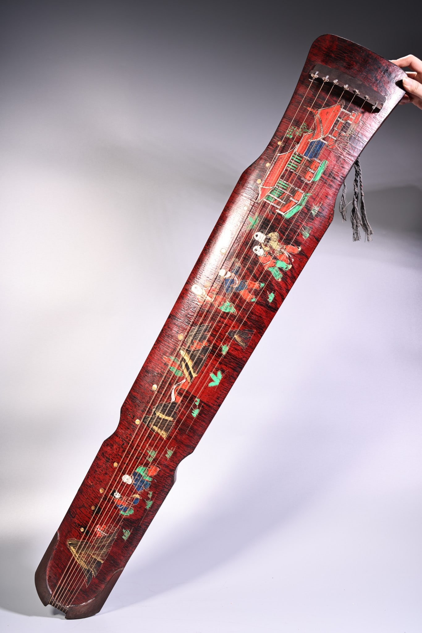 Rare antique collection: a guqin (a seven-stringed zither) made of old wooden lacquerware, (1 of 10)