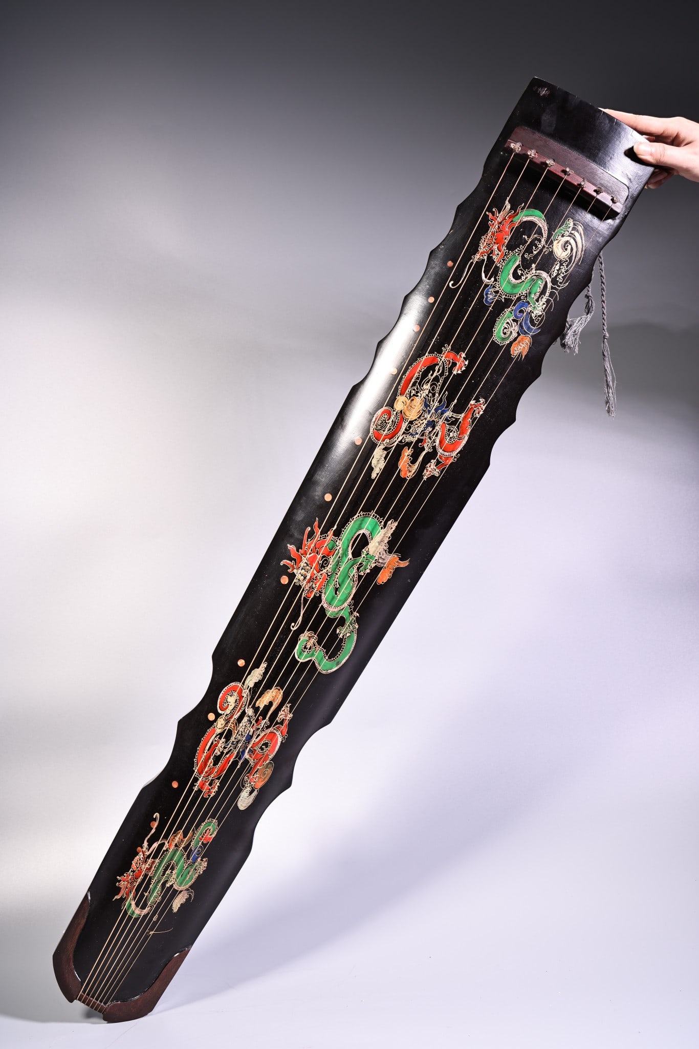 Rare antique collection: a guqin (a seven-stringed zither) made of old wooden lacquerware, (1 of 10)