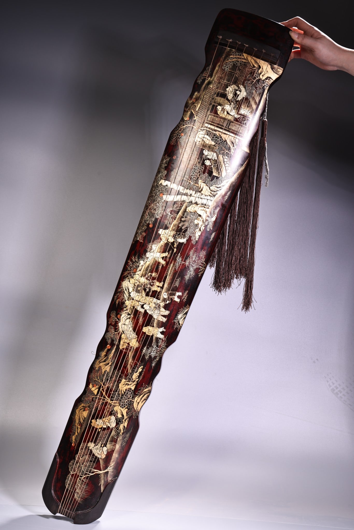 Rare antique collection: a guqin (a seven-stringed zither) made of old wooden lacquerware, (1 of 10)