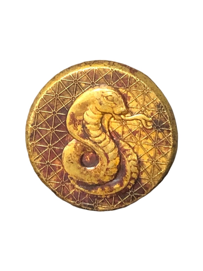 Solid gilded snake longevity one tael gold coin (1 of 4)