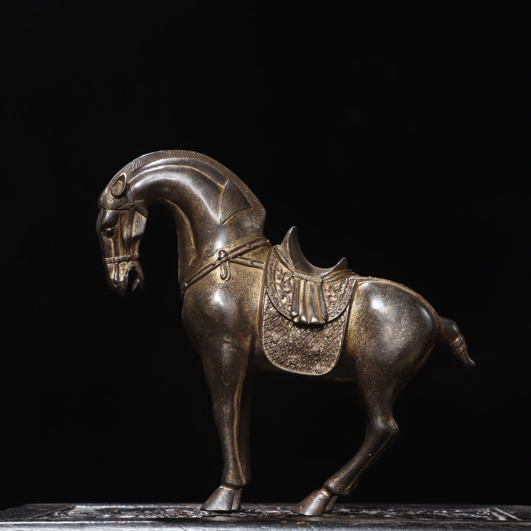 Rare bronze rubbing of inscription on a horse figurine. (1 of 9)