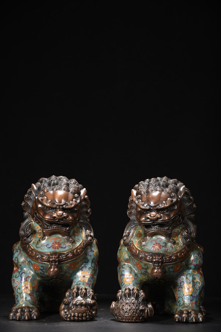 Cloisonne door lions (pair, single size) (1 of 9)