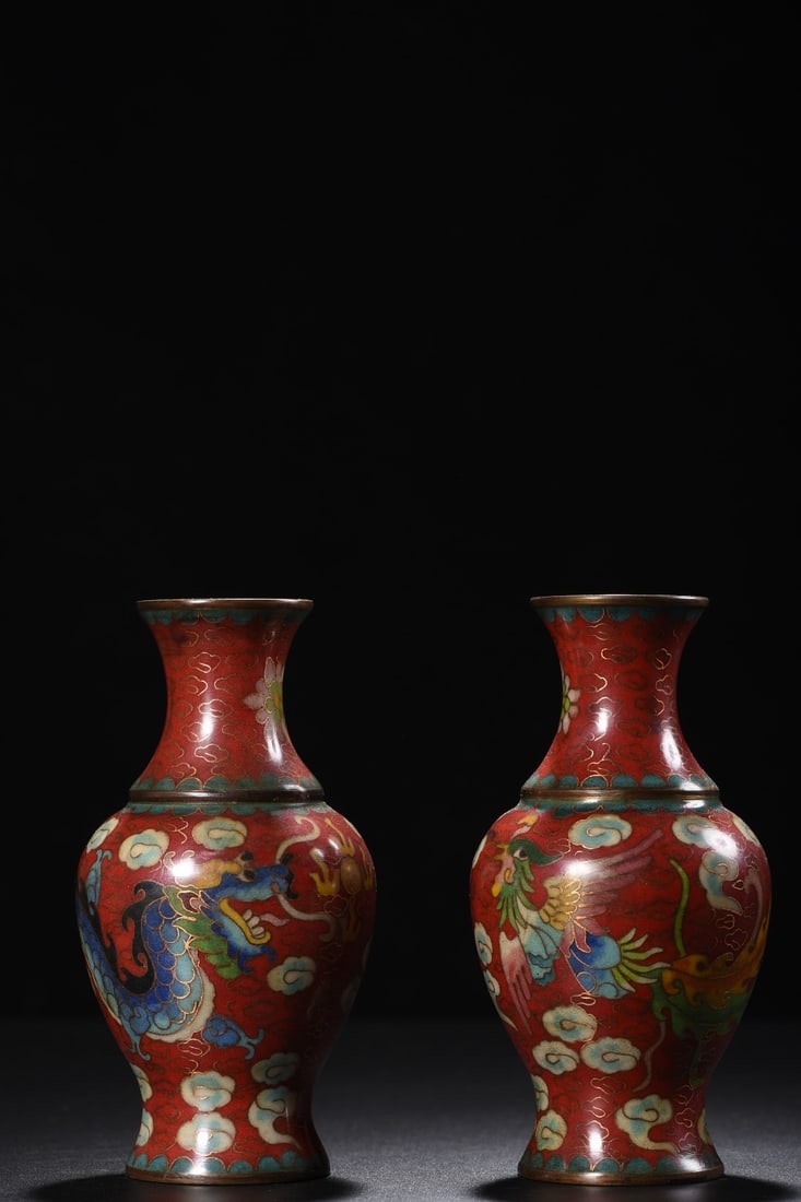 Cloisonne Dragon and Phoenix Pattern Appreciation Vase (1 of 9)