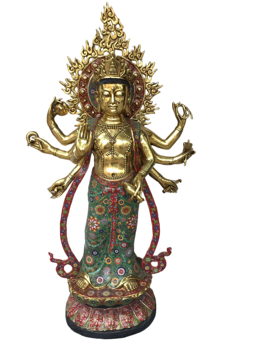 Cloisonne copper-bodied filigree enamel eight-armed Guanyin (1 of 9)
