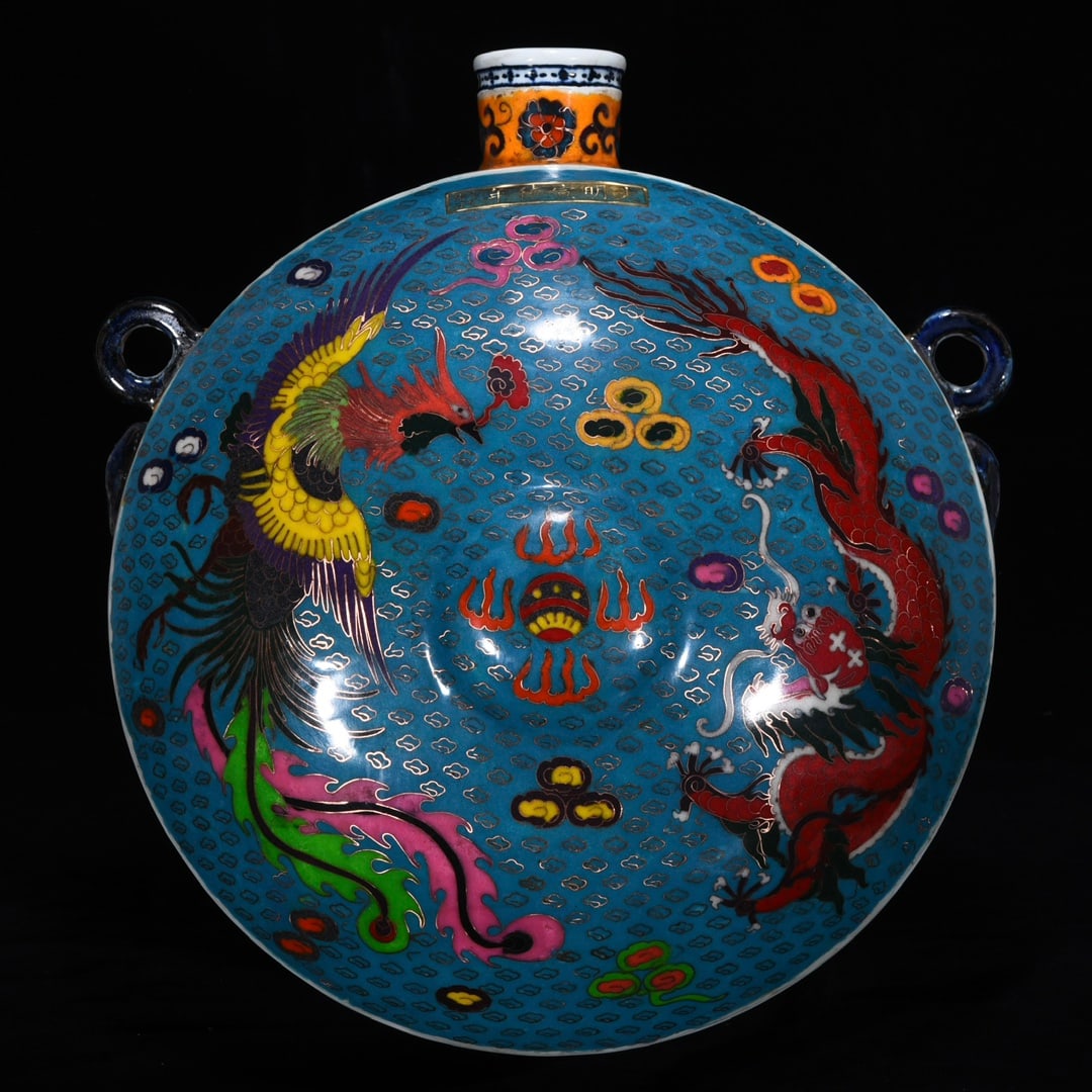 Ming Xuande Cloisonne Enamel Dragon and Phoenix Pattern Reclining Pot (1 of 8)