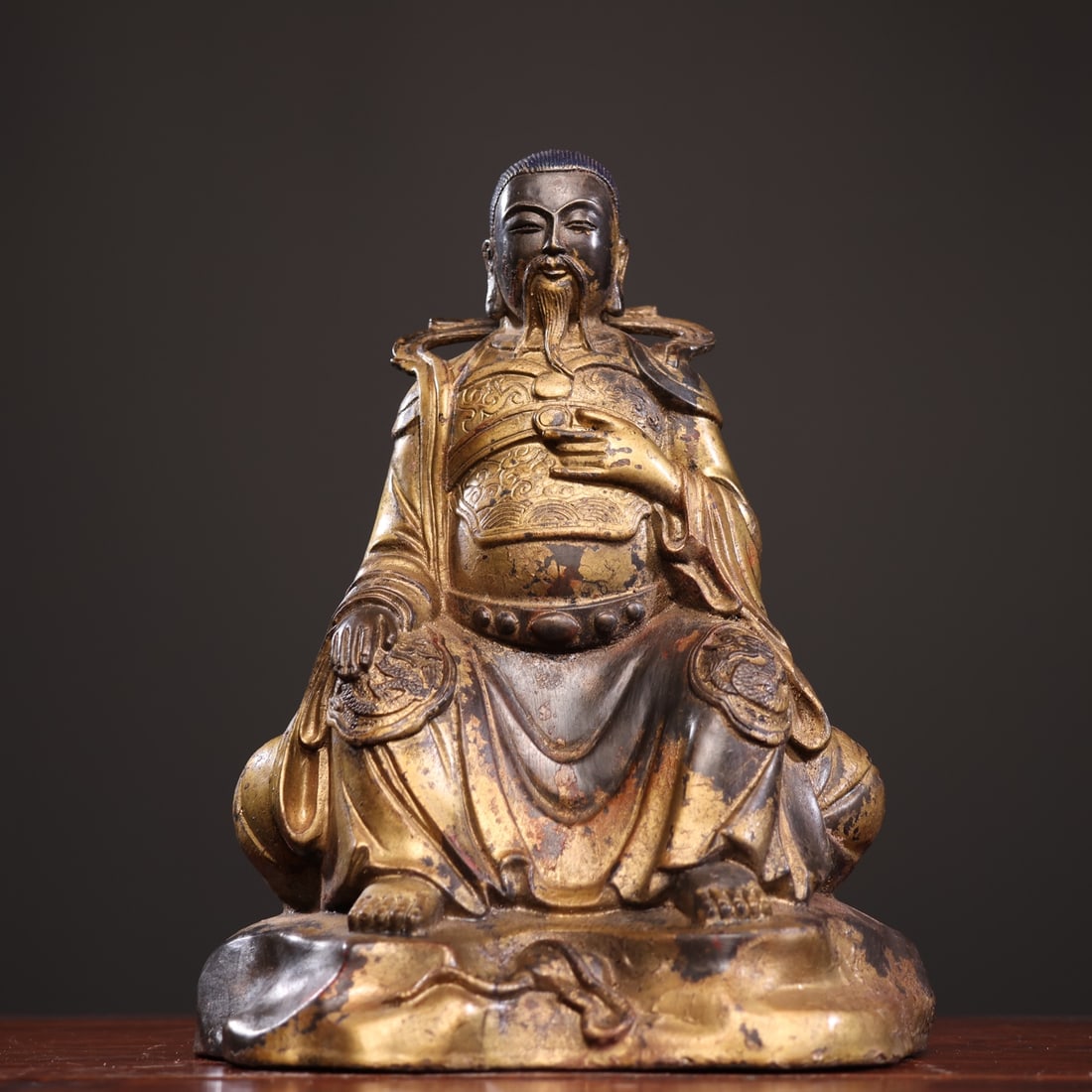 An old collection of pure copper gilt-painted Buddha statue, a Zhenwu Emperor statue. The statue is (1 of 9)