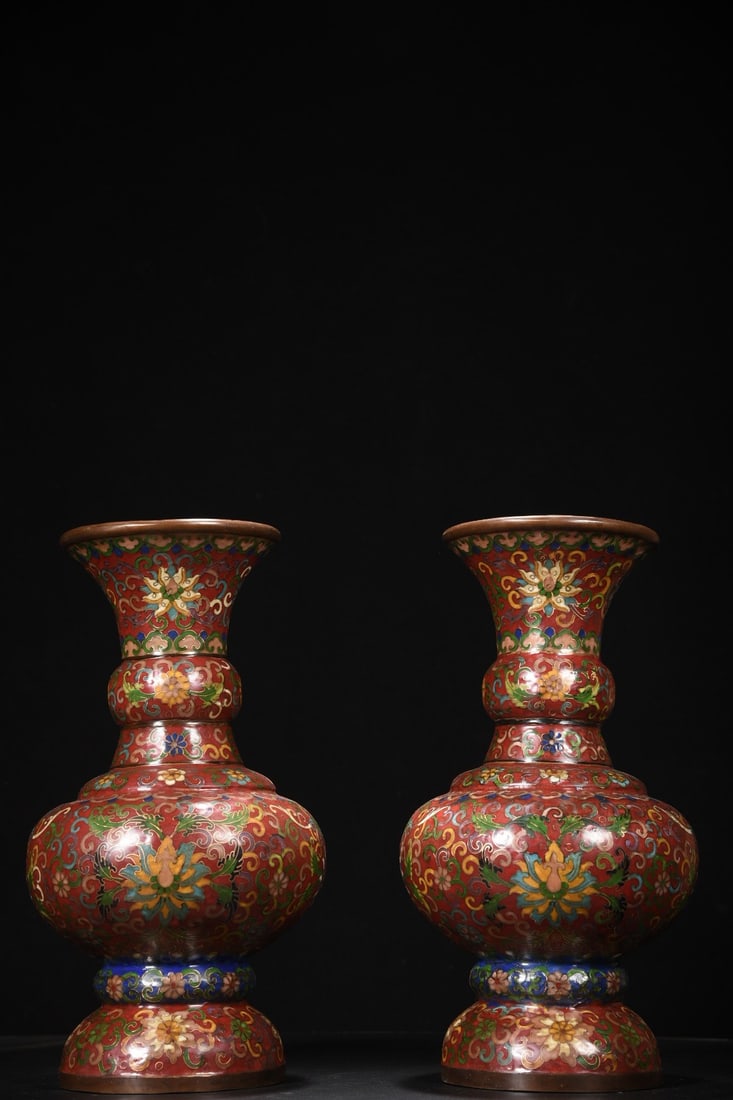 Large Cloisonne Lotus Scroll Pattern Vase (1 of 9)