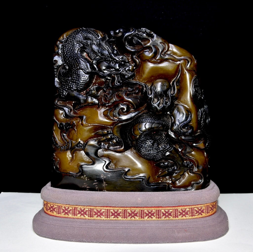 Antique Shoushan stone, crow-skin Tianhuang stone seal ornaments (1 of 9)