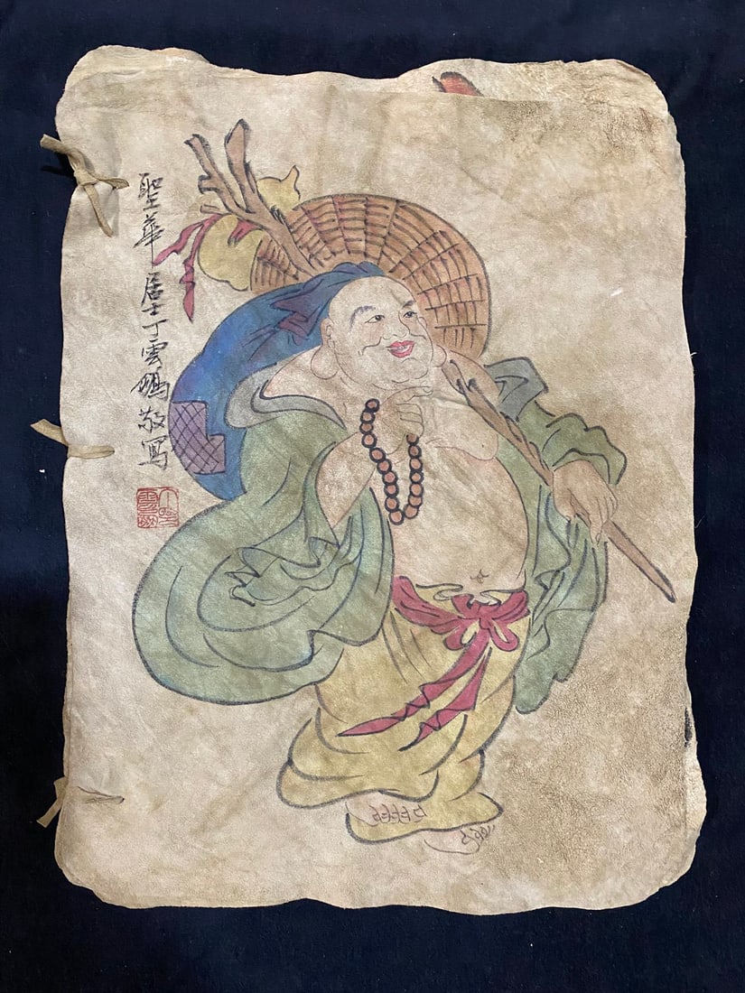 Fine sheepskin paintings: Exquisite sheepskin paintings, purely hand-painted, actual product photos. One book contains 10 sheets. Material: sheepskin. Dimensions: approximately 42cm x 32cm (length x width). Provenance:Private