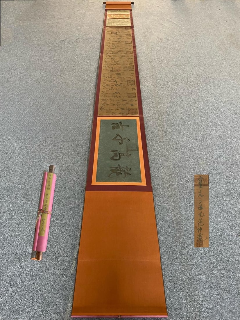 Fan Zhongyan's exquisite hand-painted silk calligraphy scroll (Qingbaitang Ji): fine hand-painted silk scroll of calligraphy by Fan Zhongyan (Qingbaitang Ji). Fan Zhongyan (September 17, 989 ?C June 19, 1052), courtesy name Xiwen, was born in Xuzhou (present-day Xuzhou, Jiangsu P