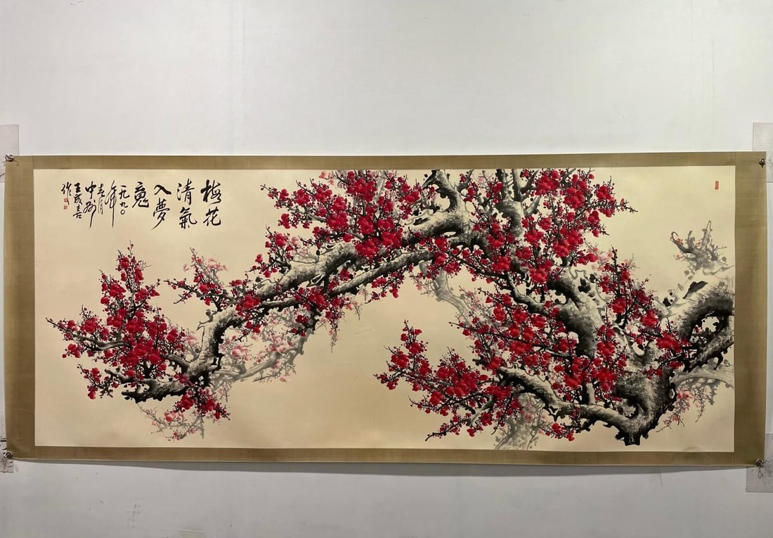 Wang Chengxi's exquisite hand-painted paper painting, measuring 12 feet in size.: A fine hand-painted paper painting by Wang Chengxi, measuring 4 x 1.6 meters. Provenance:from the collection of George Stopher, Kent, purchased from P&M Waldo Antiques, London. Our cooperative logisti