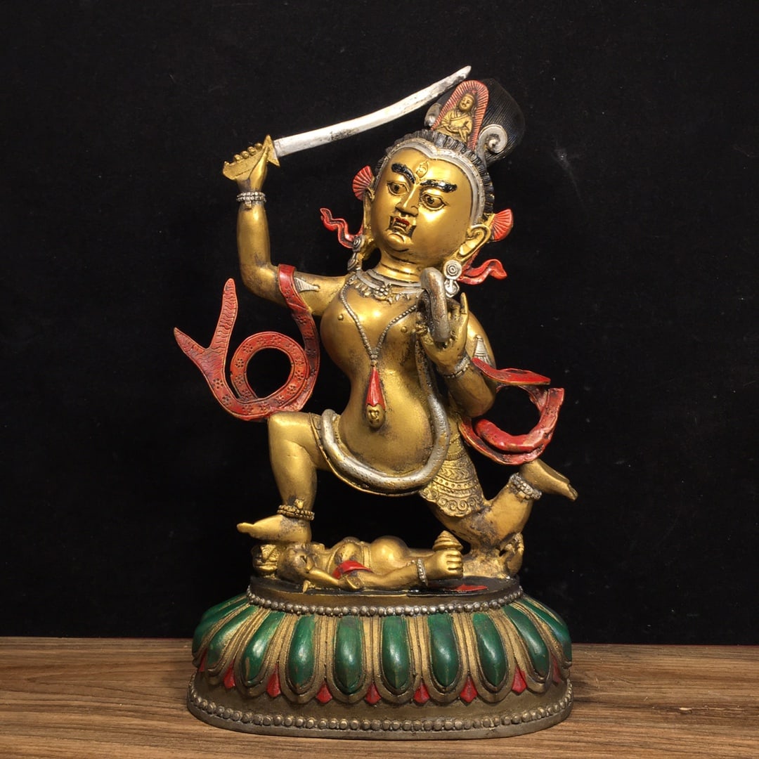 Pure copper painted Manjushri Bodhisattva (1 of 9)