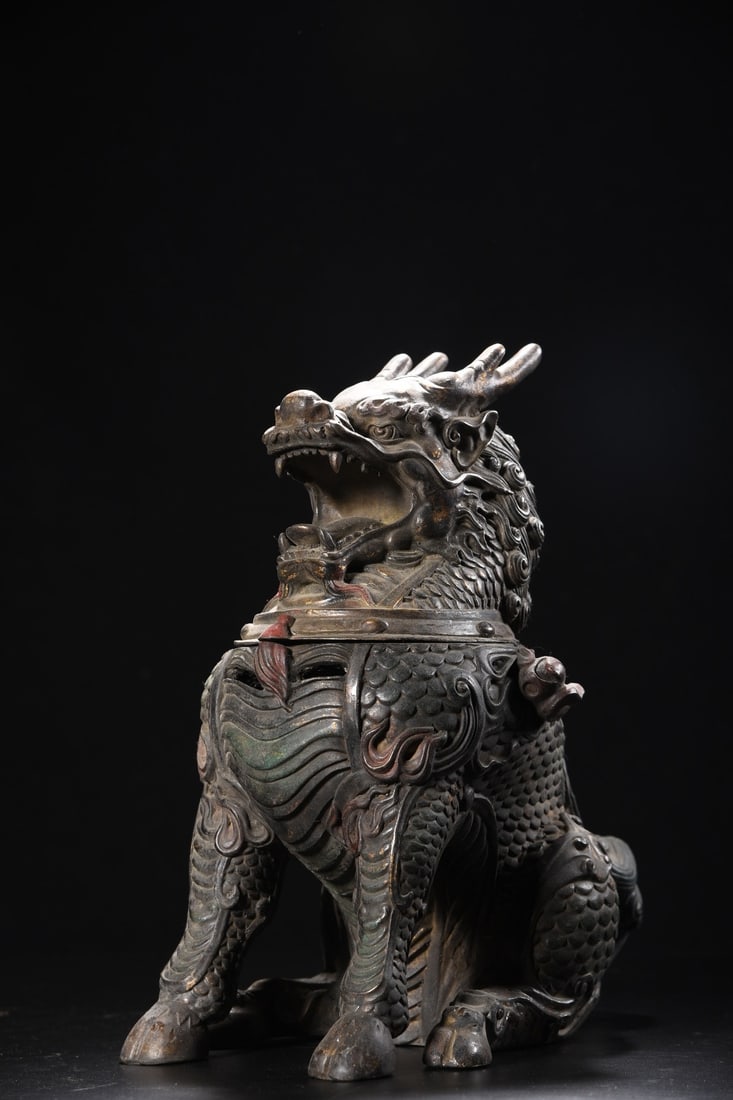 Gold-painted Qilin Incense Burner (1 of 9)