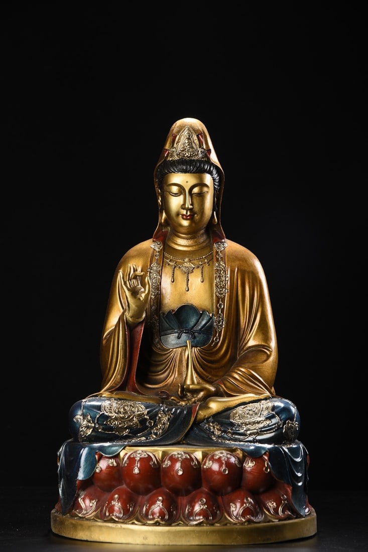 Copper Painted Guanyin Bodhisattva Statue (1 of 9)