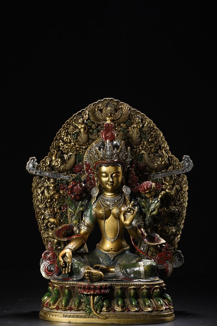 Copper Painted Green Tara Statue (1 of 9)