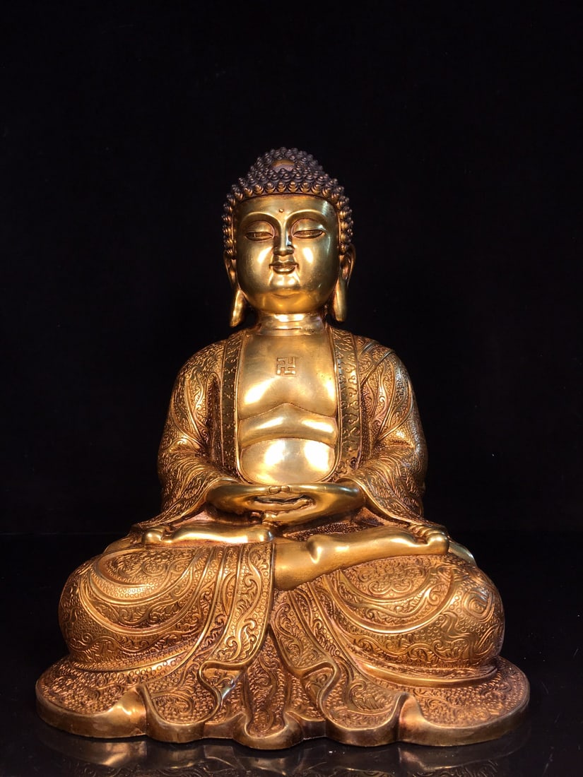 Medium-sized Golden Shakyamuni Buddha Statue (1 of 9)