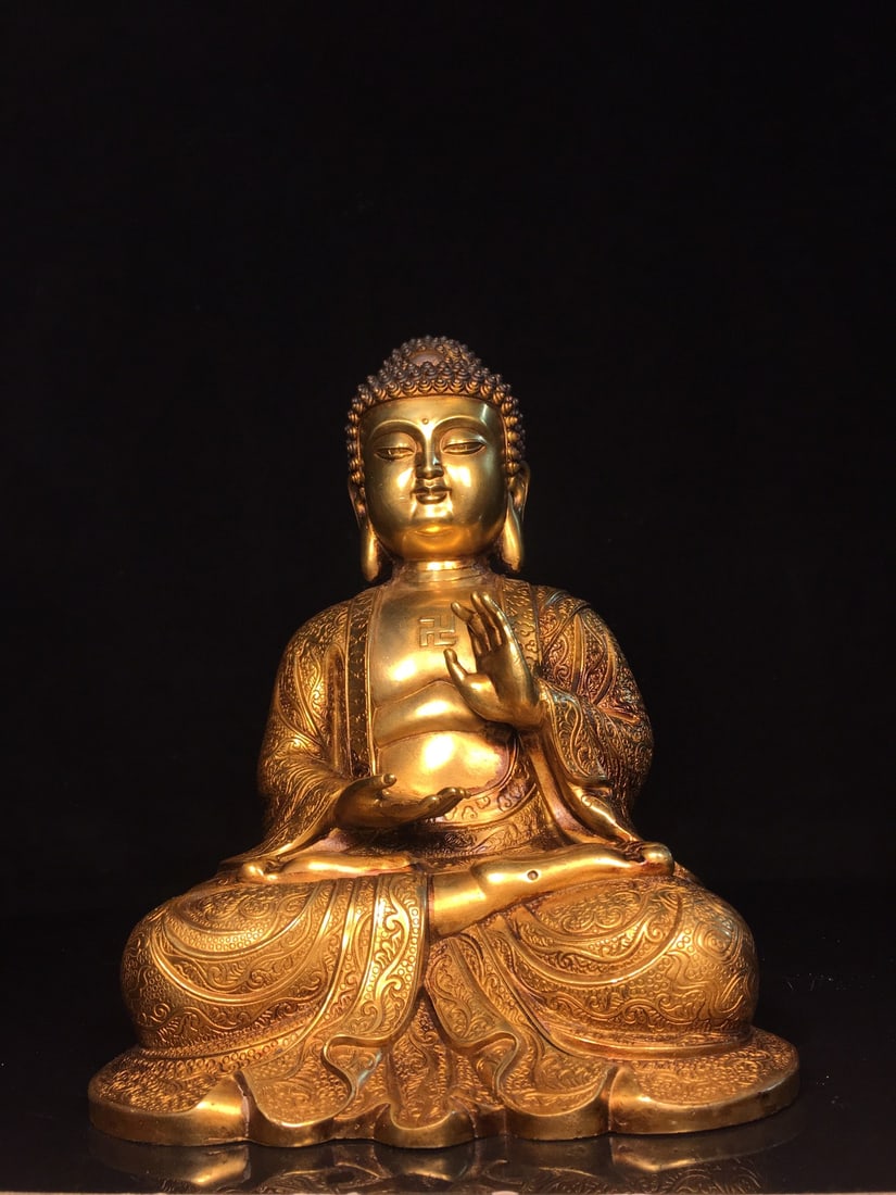 Small Golden Shakyamuni Buddha Statue (1 of 9)