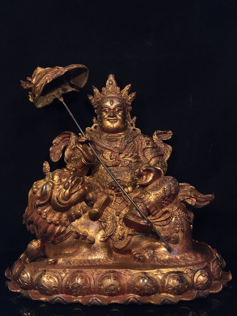 Exquisitely crafted pure copper Wealth King Buddha statue (1 of 8)