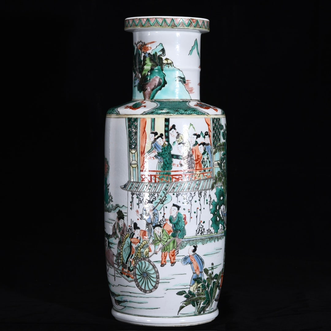 Kangxi Period (1620-1645) Five-color Figural Story Mallet-shaped Bottle (1 of 9)