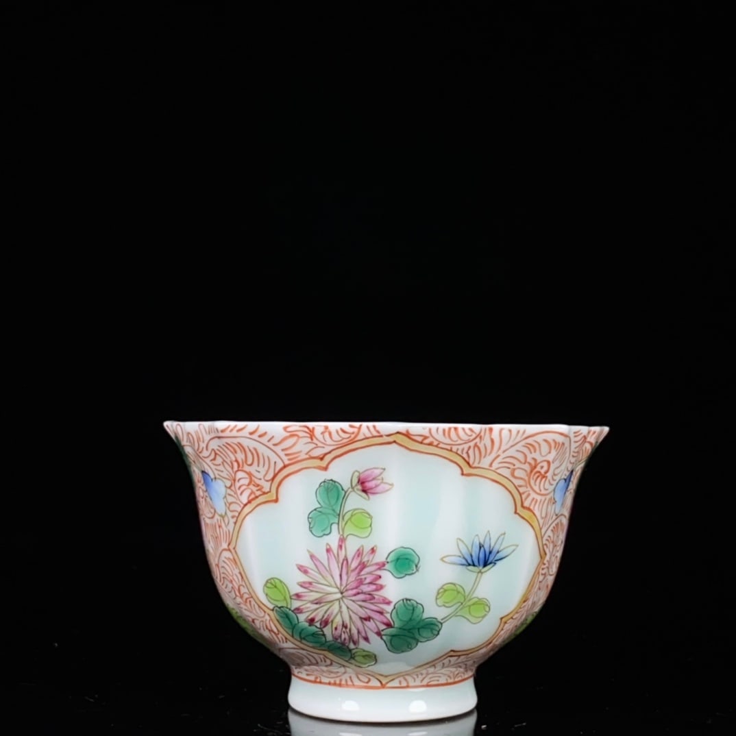 Qing Tongzhi period famille rose cup (1 of 9)