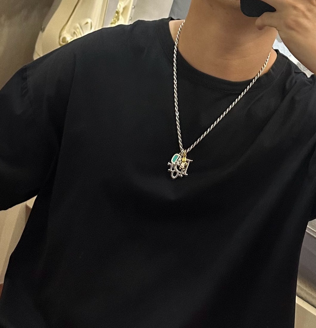 DIOR necklace: DIOR necklace, a retro and trendy must-have for men and women, suitable for couples, rock and punk style, Thai silver, retro elements, trendy and versatile chain, high-end celebrity classic, Necklace