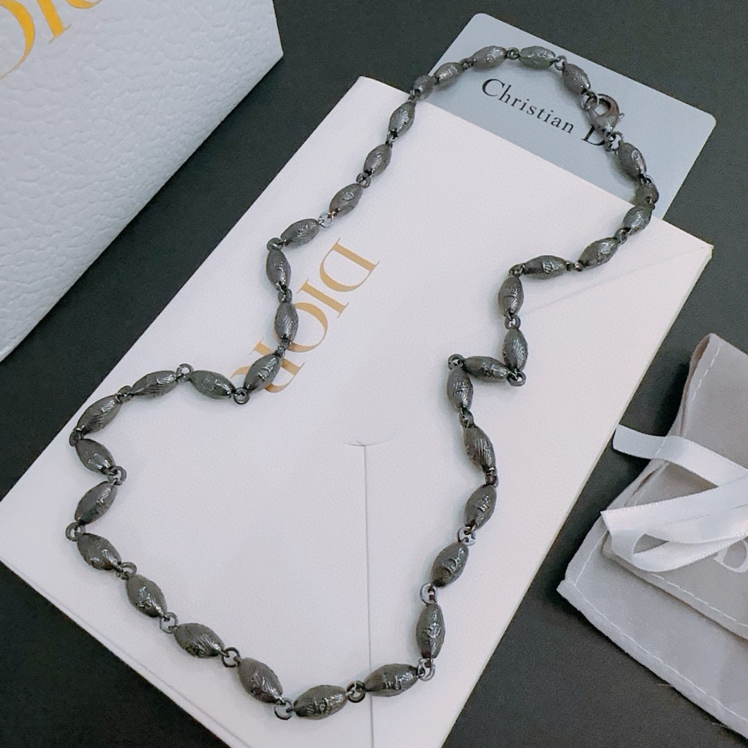 DIOR necklace: DIOR necklace, a retro and trendy must-have for men and women, suitable for couples, rock and punk style, Thai silver, retro elements, trendy and versatile chain, high-end celebrity classic, Necklace