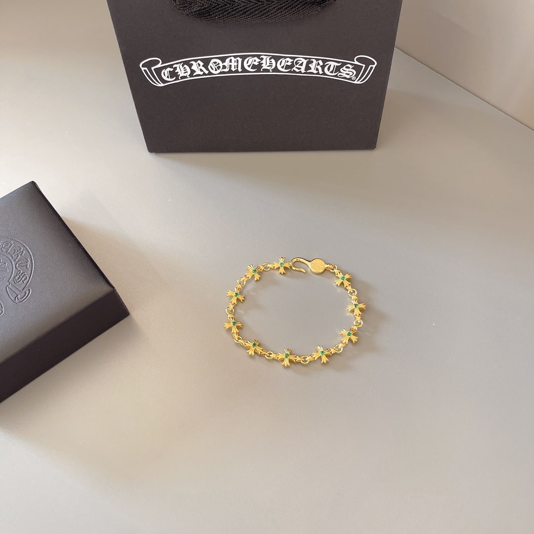 Chrome Hearts Gold Bracelet: Chrome Hearts Vintage Bracelet with Purple Diamonds Thank you for viewing our auction and we look forward to serving you as a valued Gold Standard Auctions customer! Each item has been carefully selec
