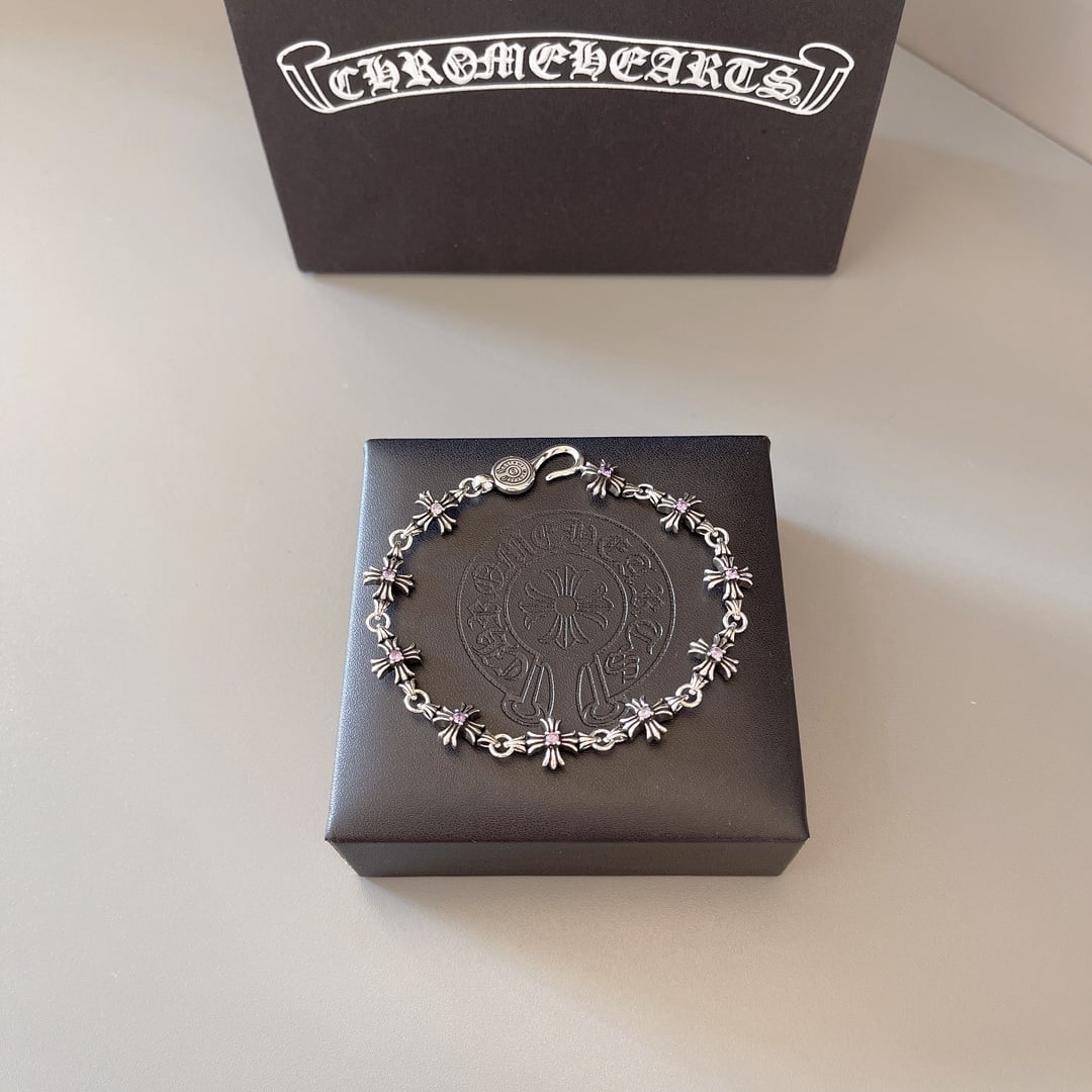 Chrome Hearts Bracelet: Chrome Hearts Vintage Bracelet with Purple Diamonds Thank you for viewing our auction and we look forward to serving you as a valued Gold Standard Auctions customer! Each item has been carefully selec