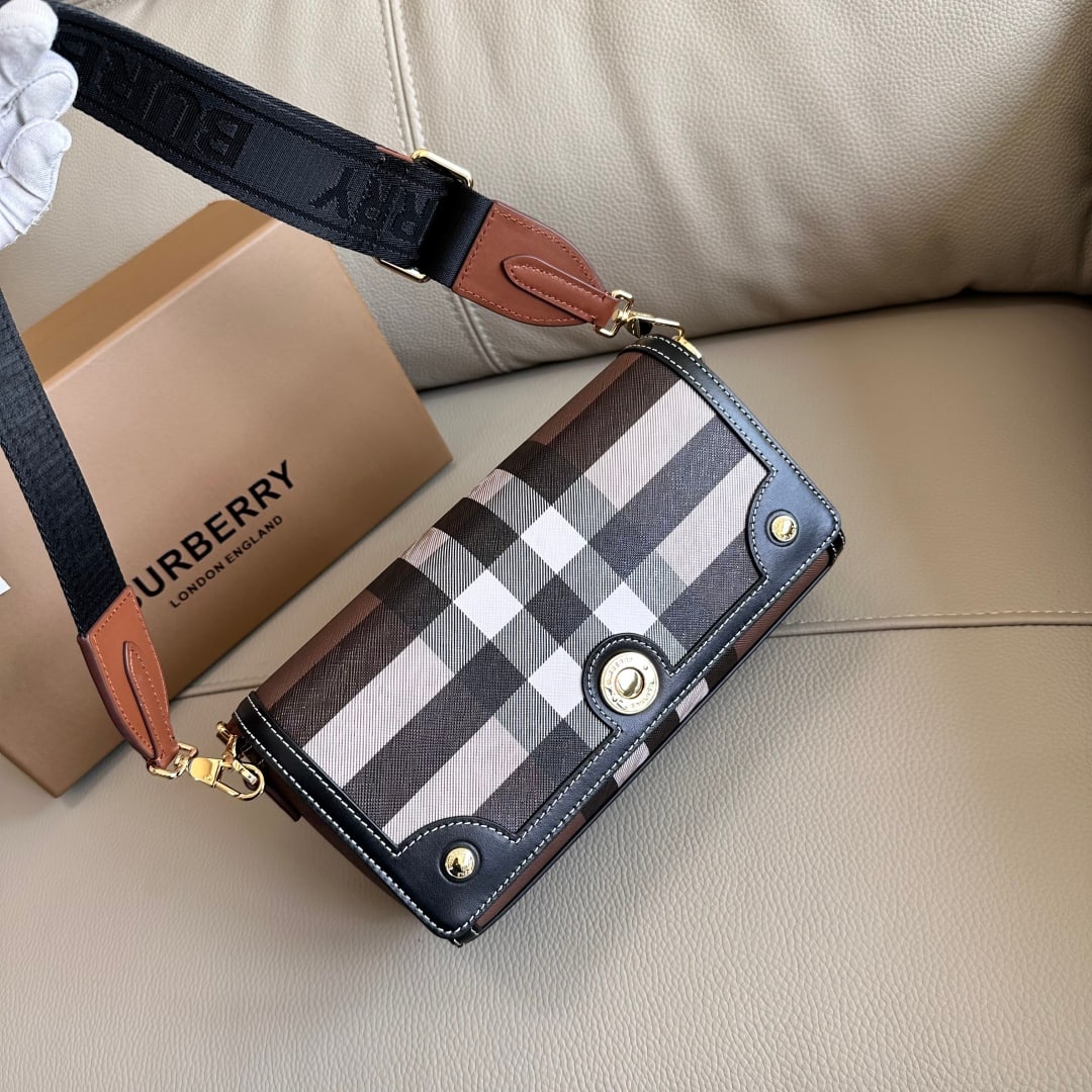 Burberry vintage check mini bag: This Burberry vintage check mini bag is absolutely stunning! The unique combination of the handles and wide shoulder strap is inspired by the brand's archival collection. It's adorned with Burberry's