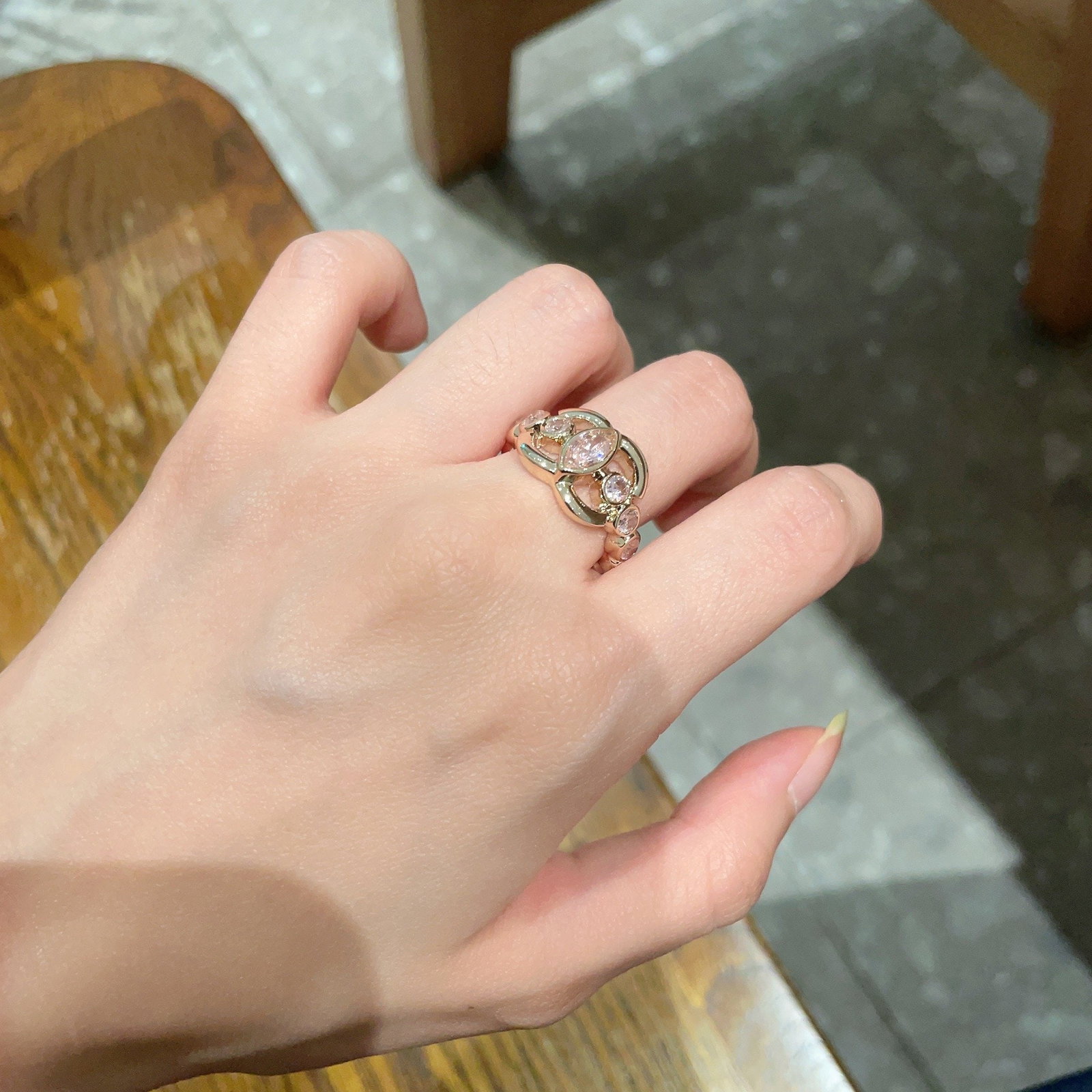 Chanel double C logo ring: Chanel double C logo ring! The simple design is incredibly sophisticated, makes your hands appear whiter, and is very versatile, easily layered with other styles. Thank you for viewing our auction
