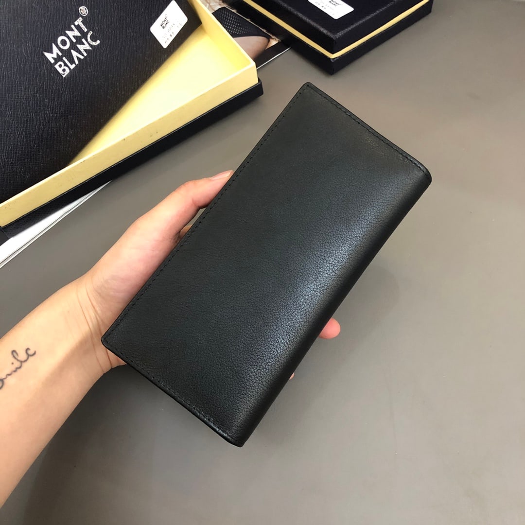 MONTBLANC wallet: Color: Black; Size: 19x10 cm; Men's soft leather long bi-fold; unbeatable cowhide feel. Thank you for viewing our auction and we look forward to serving you as a valued Gold Standard Auctions customer