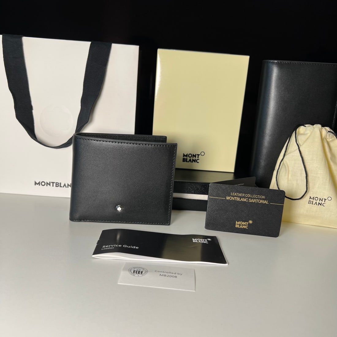 MONTBLANC Meisterstuck Soft Leather 8-Card Wallet: MONTBLANC Meisterstuck Soft Leather 8-Card Slot Wallet Material: Pure Calfskin Thank you for viewing our auction and we look forward to serving you as a valued Gold Standard Auctions customer! Each it
