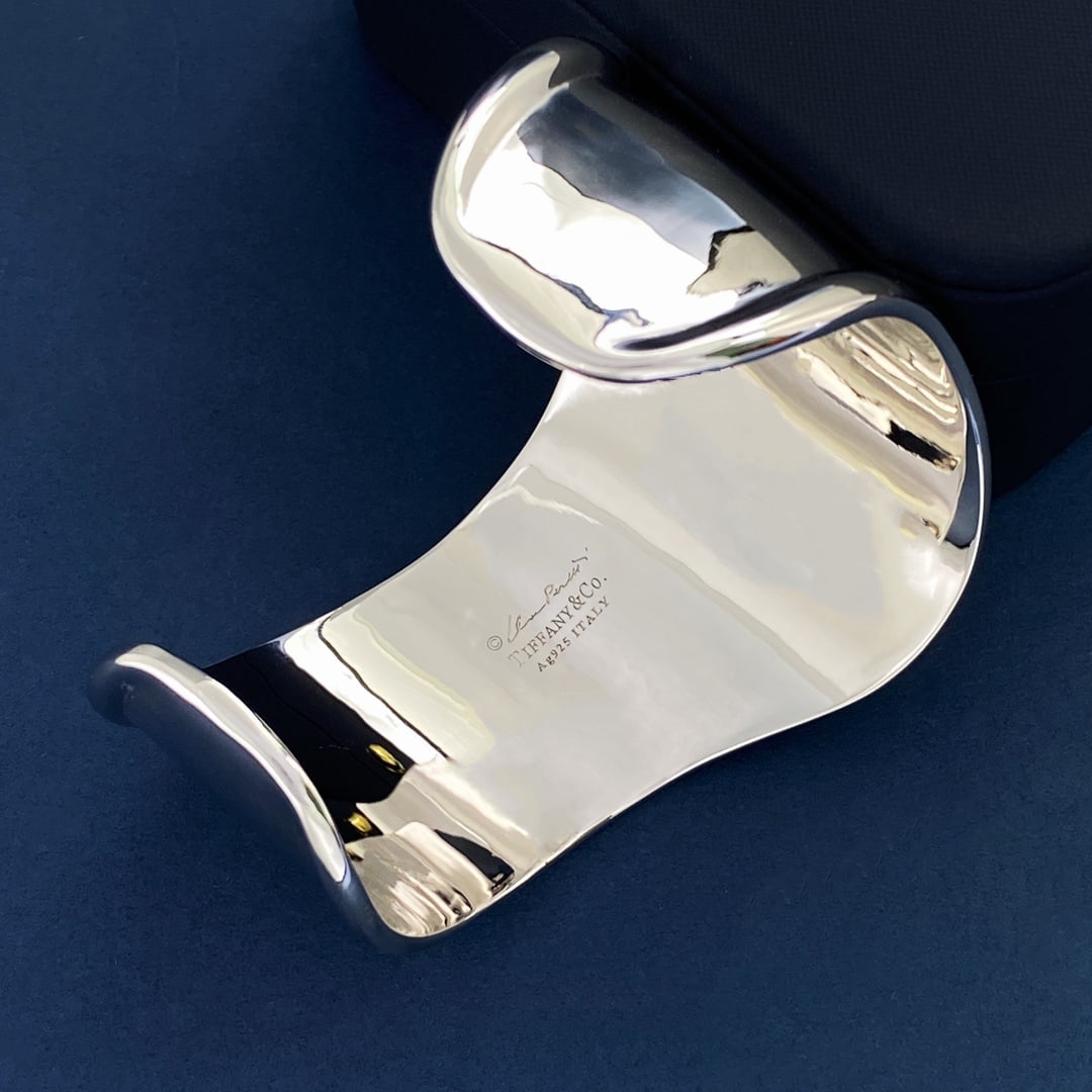 Tiffany Bone Cuff Smooth Irregular Metallic Wide C Shaped Bangle (1 of 8)