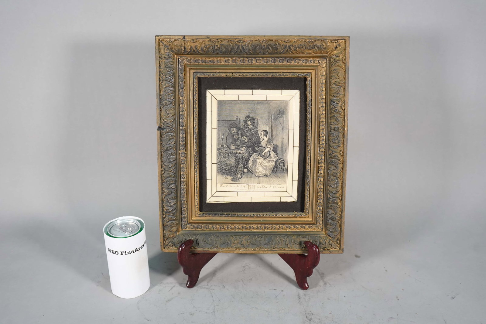 Balthasar Anton Dunker "The Concert Du Cabinet de Mr. Le Duc de Choiseul" Bone Carving in Frame: Balthasar Anton Dunker The concert Du cabinet de Mr. Le Duc de Choiseul Bone carving in flame. (Stand not Included), W:12"1/2 x H: 14"1/2 ; Bone carving: W: 6"1/4 x H: 10"