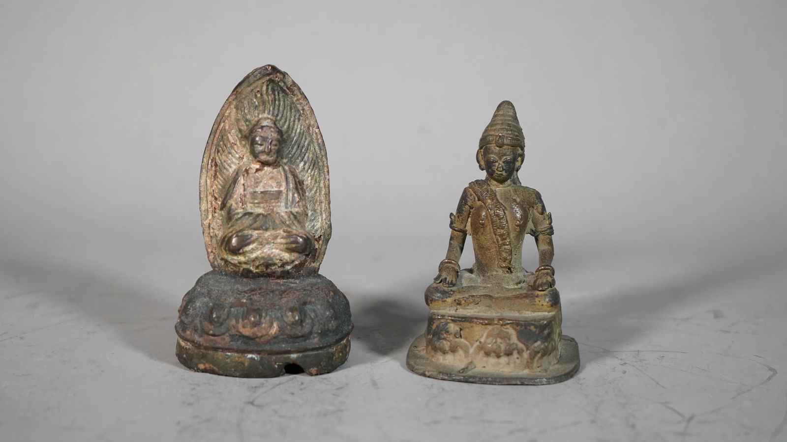 Two Oriental Bronze Seated Buddhas (1 of 6)
