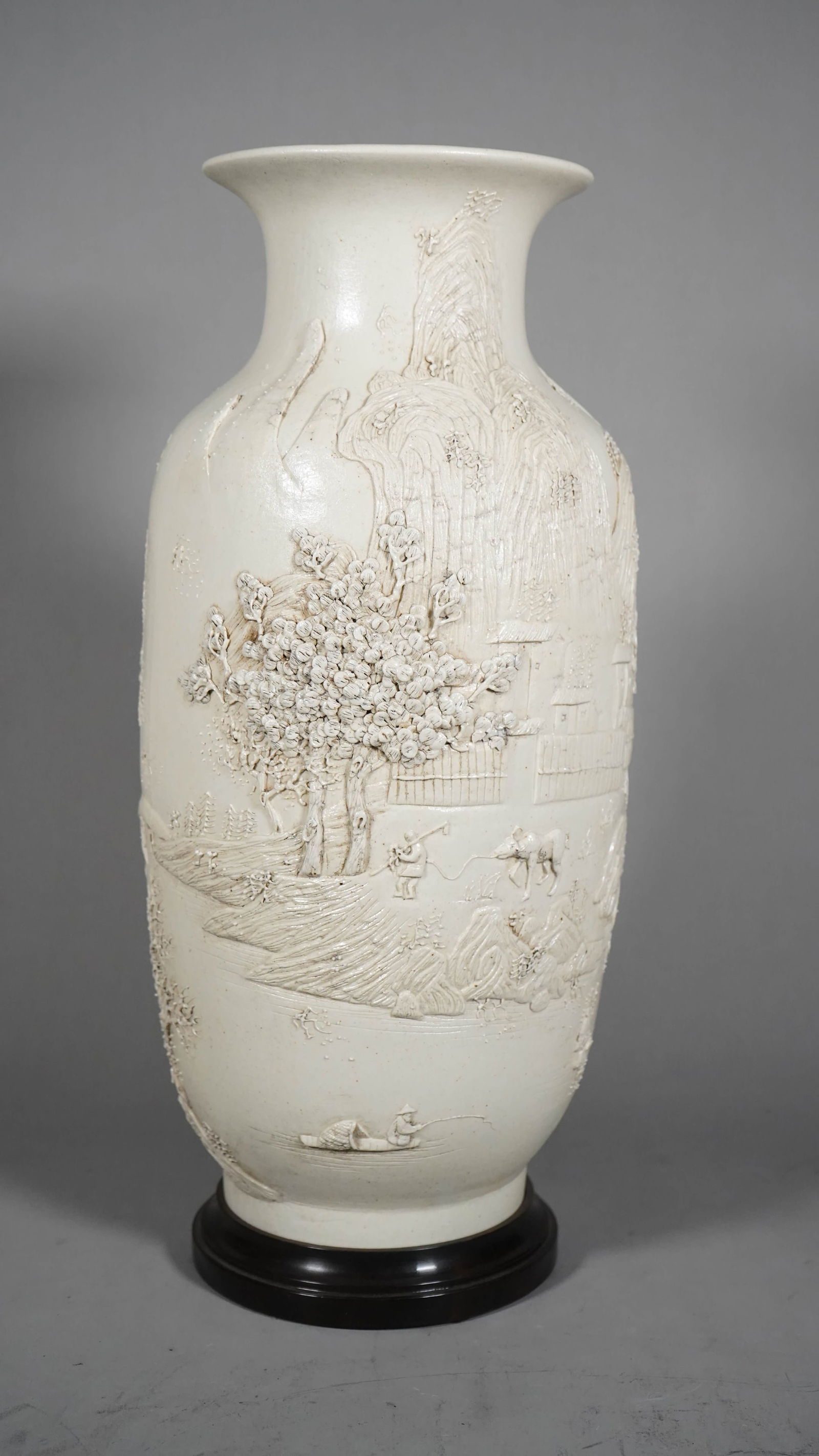 A White Glazed Finely Carved Chinese Porcelain Vase (1 of 6)