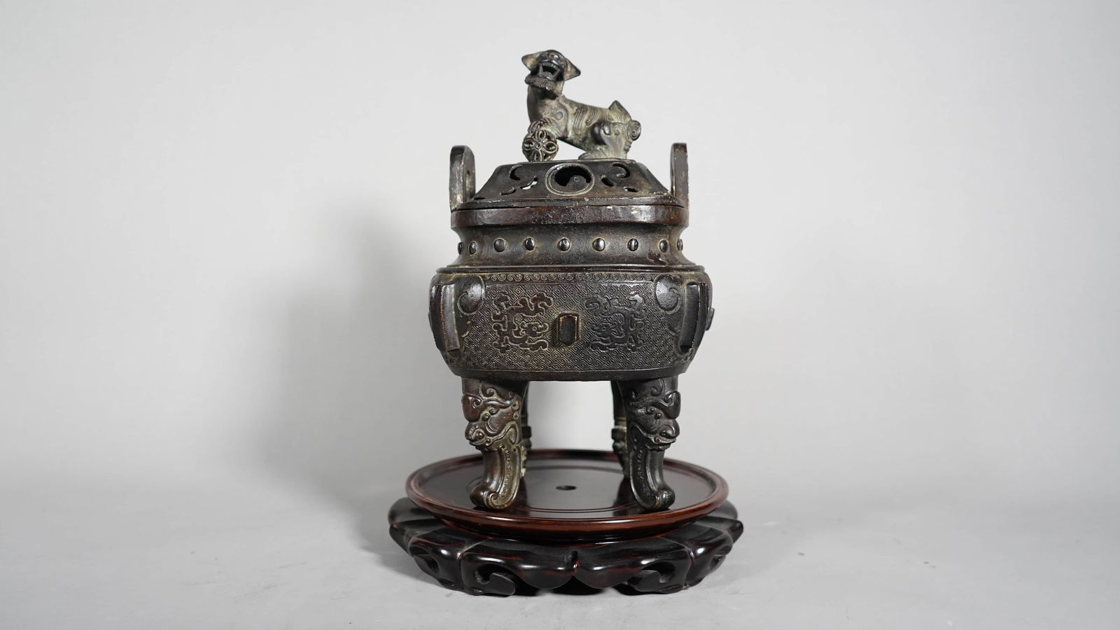 Antique Bronze Carved Censer Statue (1 of 6)