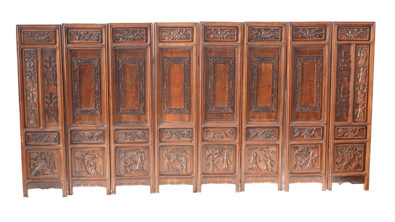 Chinese Antique Rosewood Hand Carved Eight Panels Screens (1 of 9)