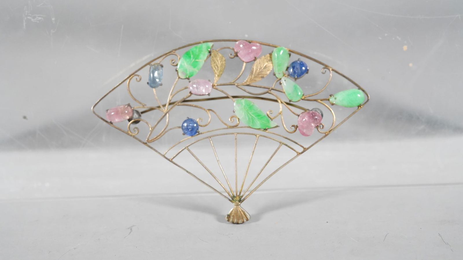  A Vintage Chinese Silver Marked Brooch with Multiple Natural Gemstone (1 of 6)