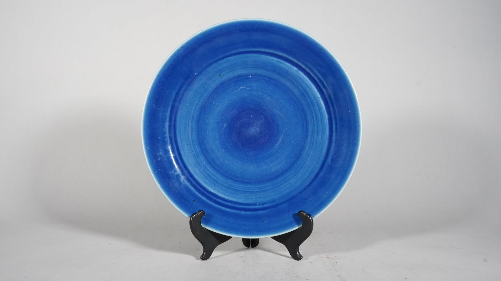 A Large Chinese Antique Dark Blue Glaze Porcelain Dish Plate (1 of 6)