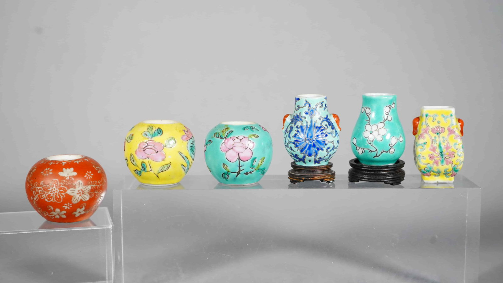 Set of Six 19th Century Chinese Famille Rose Miniature Porcelain Vases & Jars (1 of 6)